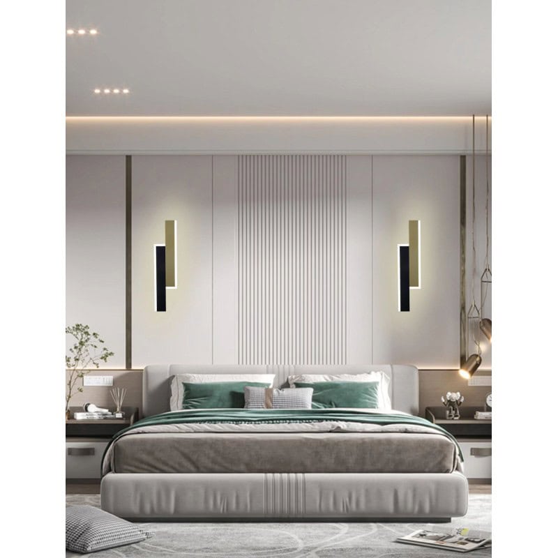 Aplica Led Perete Negru cu Auriu 40cm 3 Functii Lumina