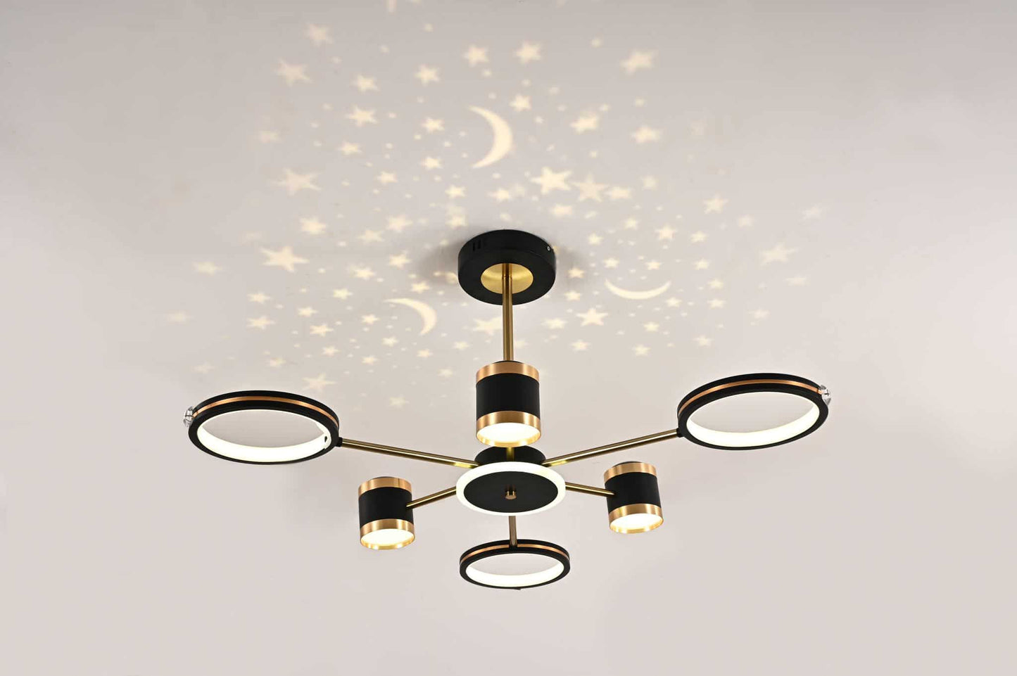 Lustra Led Neagra Myria 71W+9W, D900×H450mm