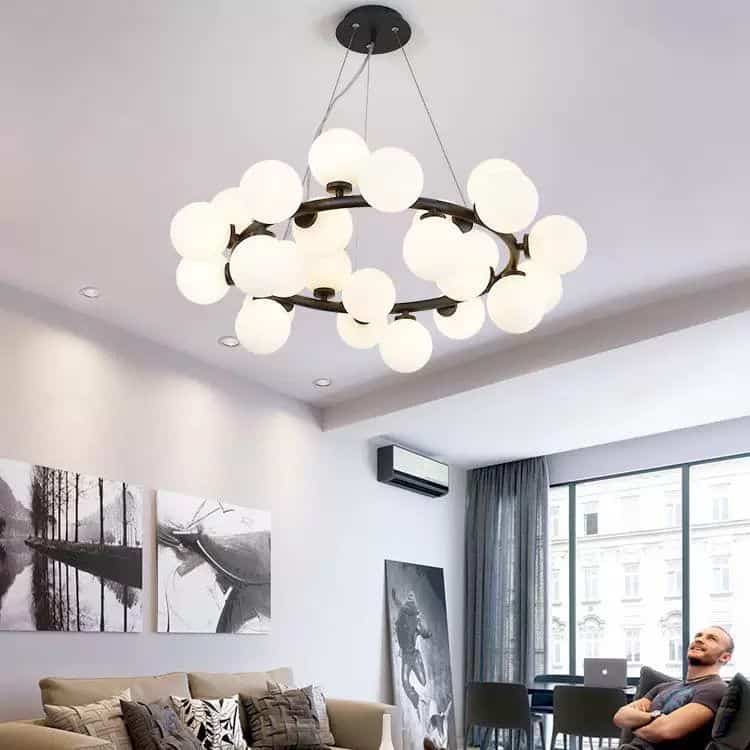 Lustra Neagra Samara 25 Globuri Albe G9