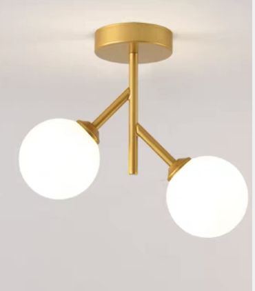 Lustra Aurie Thesse 2 Globuri Albe E27