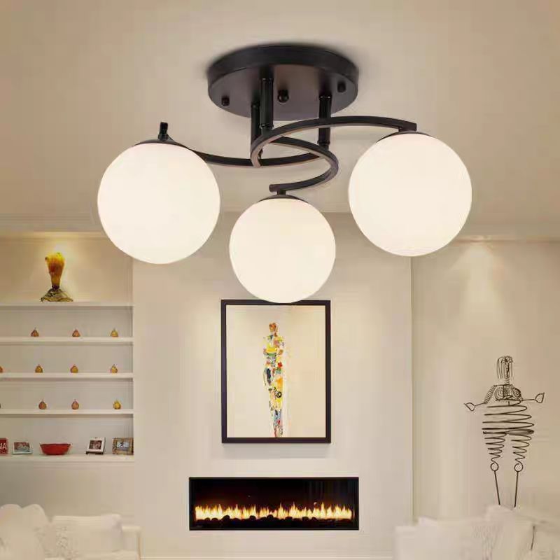 Lustra Neagra Hecate 3 Globuri Albe E27x3