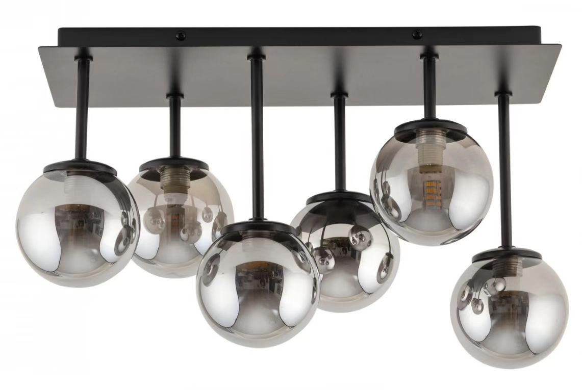 Lustra Neagra Venancia 6 Globuri Fumurii E27