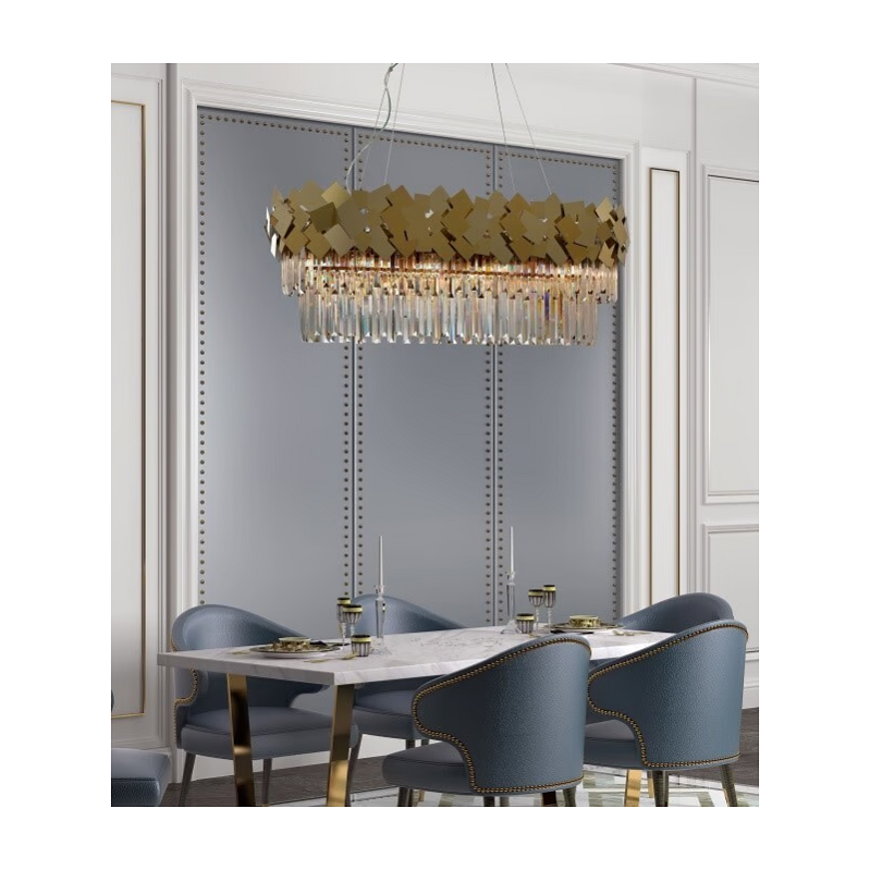 Candelabru Auriu D800x300 Cristal Rivene E14X14