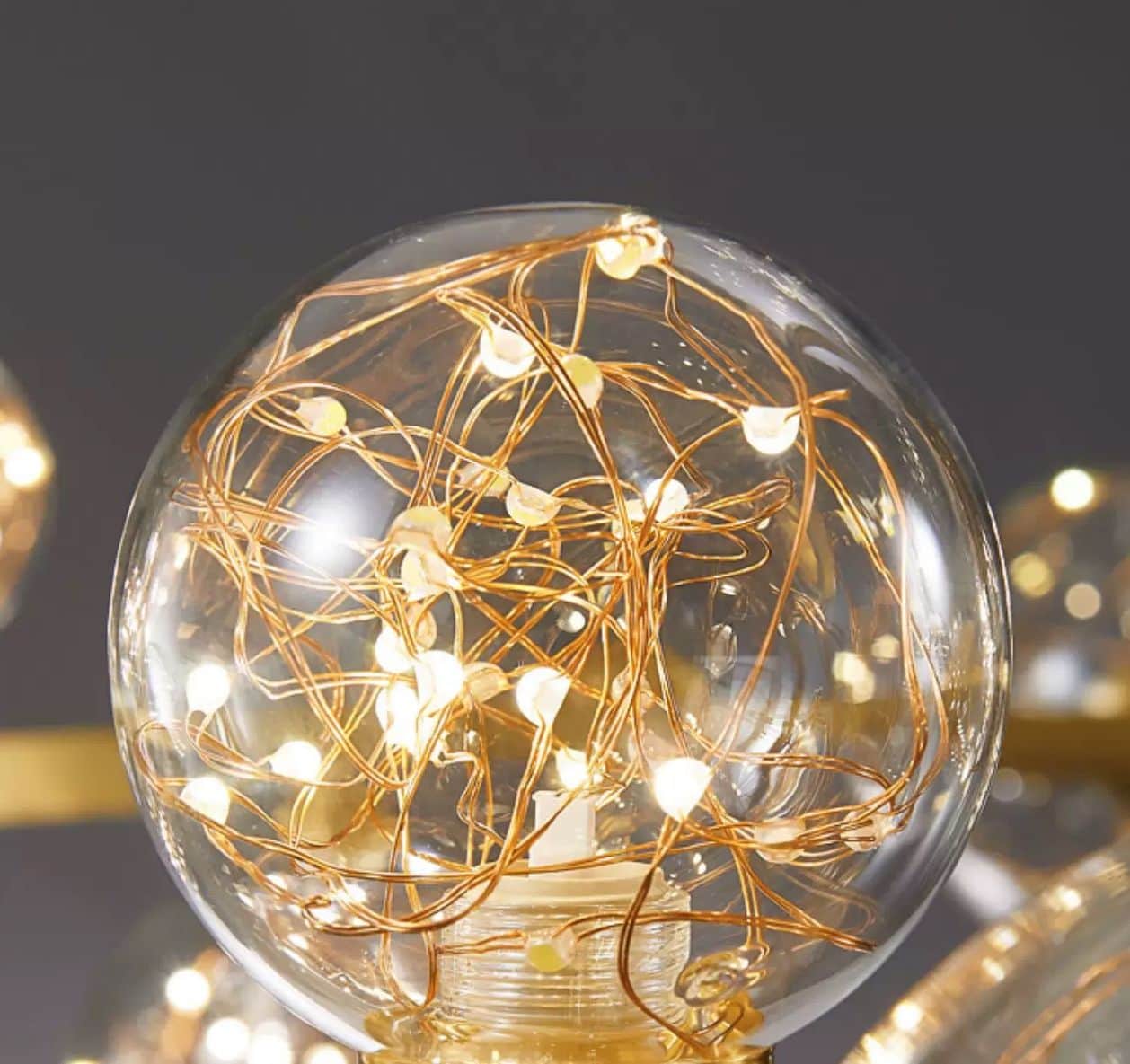 Lustra LED Neagra Rhes cu 15 Globuri Transparente 100W 1050×H1000mm