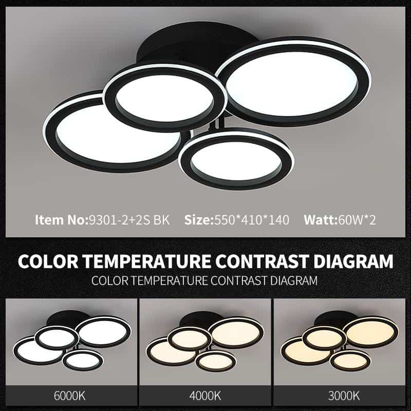 Lustra Neagra LED Daen, 60x2W, Telecomanda