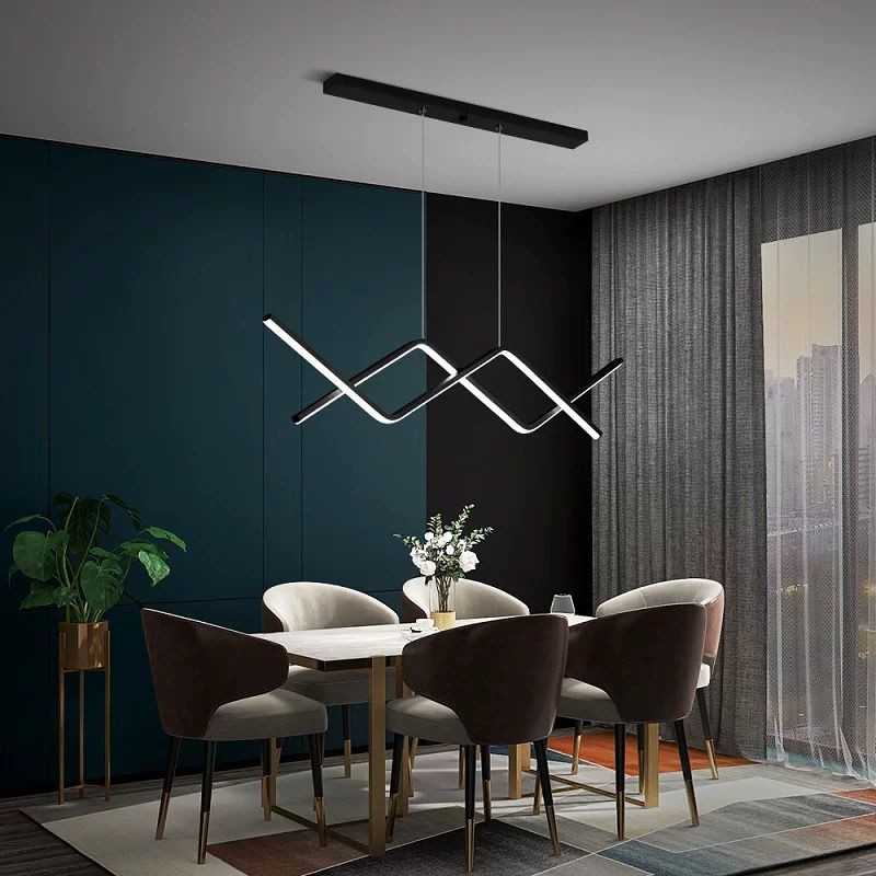 Lustra LED Neagra Neves 92W 1000mm Telecomanda