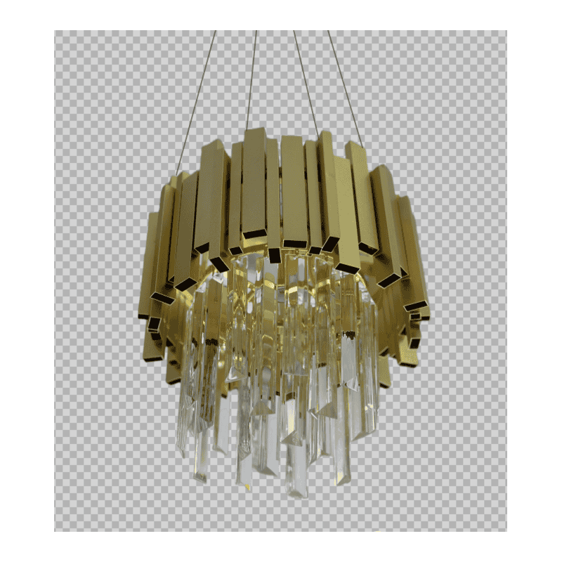 Candelabru de Cristal Auriu pe Lanț D300 GOLD 3xE14/40W