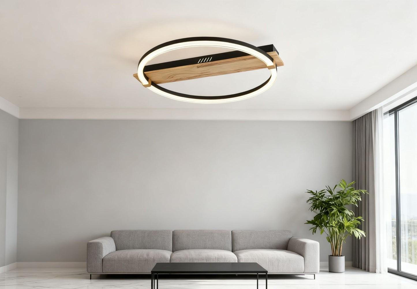 Lustra Neagra Briacliff Cerc D450 50W Telecomanda