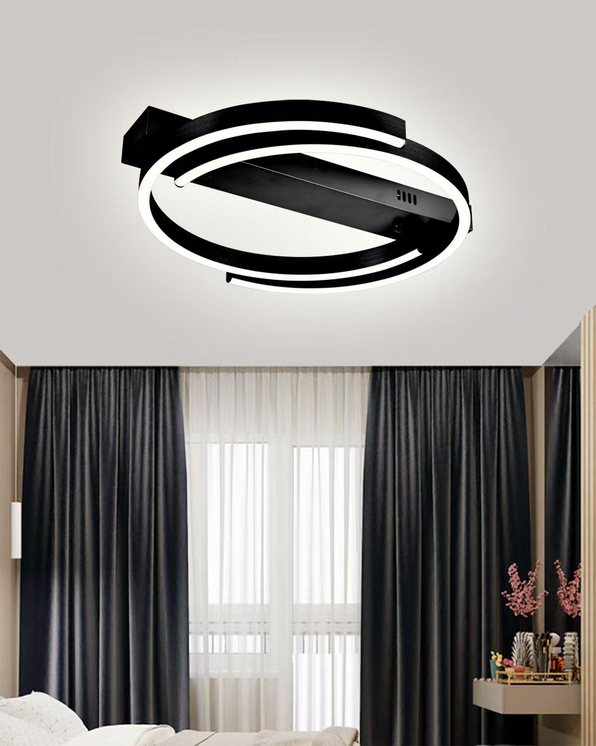 Lustra Led Neagra Xyle D500 72W