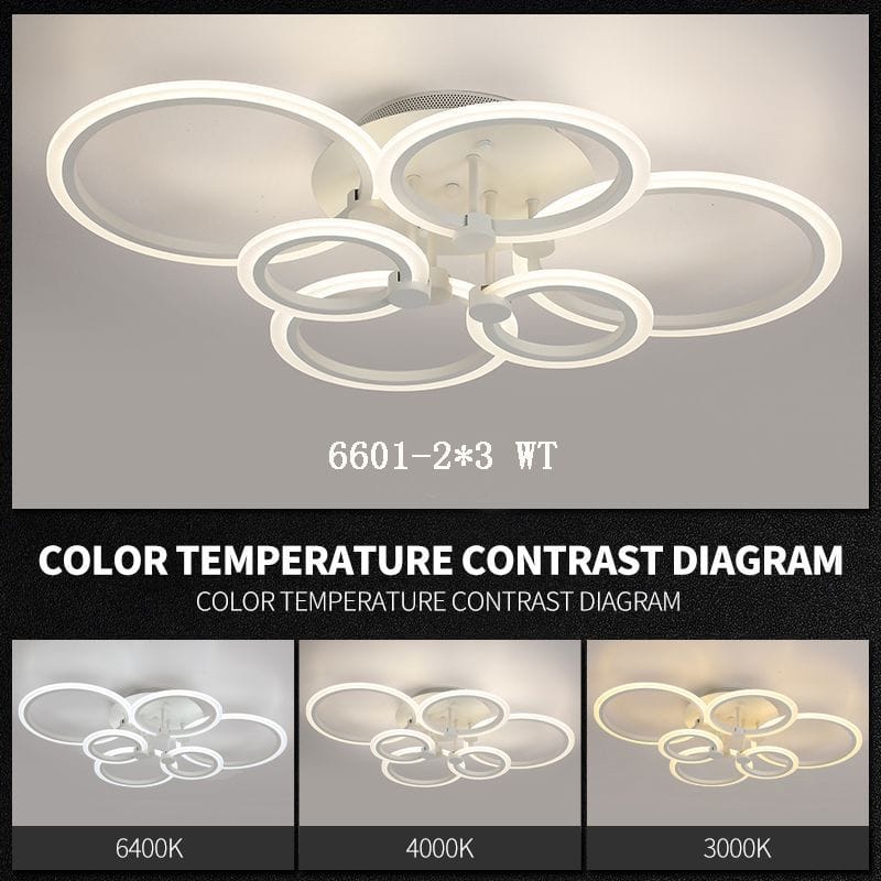 Lustra LED Alba 6 cercuri Telecomanda Wifi 2.4G