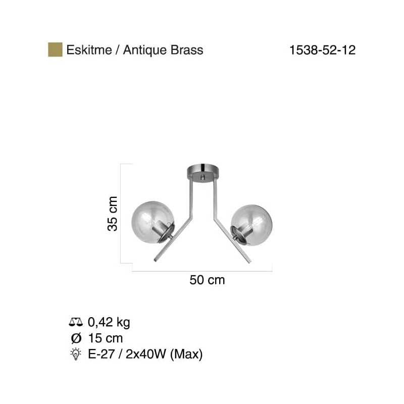 Lustra Aurie Cyrene 2 Globuri E27 D500