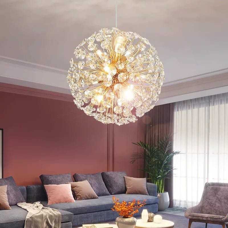 Candelabru Auriu Iverna Glob Cristal D30cm 6xG9