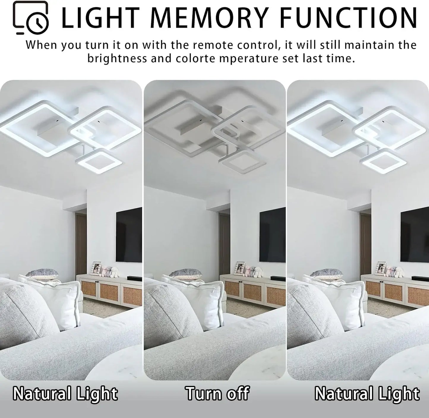 Lustra LED Albă Kara, Design Patrate, Telecomandă, 88W