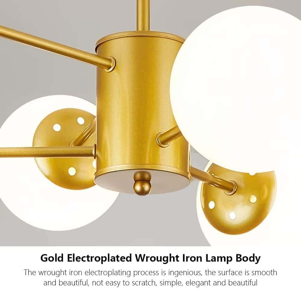 Lustra Elysa Gold 6 Globuri Albe Mat E27 Max 60w/Bec