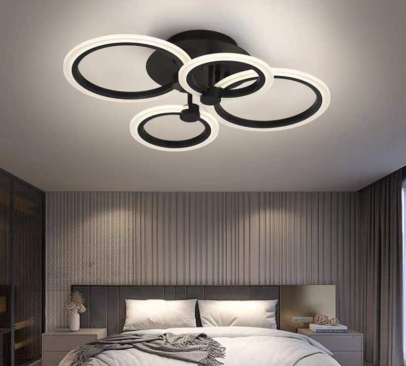 Lustra LED Elytria Black 4 cercuri Telecomanda 72W