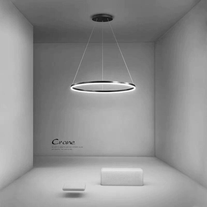 Lustra LED Suspendată Delphina, 60 cm, Neagră Tip Cerc 100W
