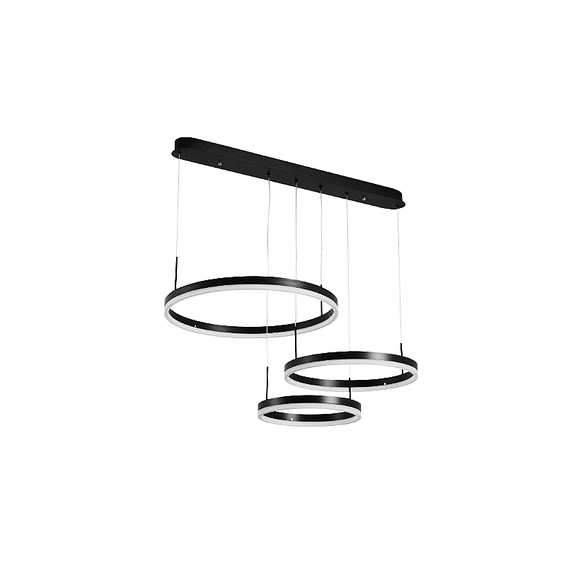 Lustra LED Avalora Black 3 Circle Telecomanda 160W
