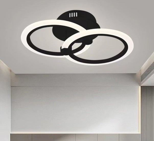 Lustra LED Ariana Black 2 Cercuri 35W Telecomanda
