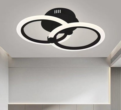 Lustra LED Ariana Black 2 Cercuri 35W Telecomanda