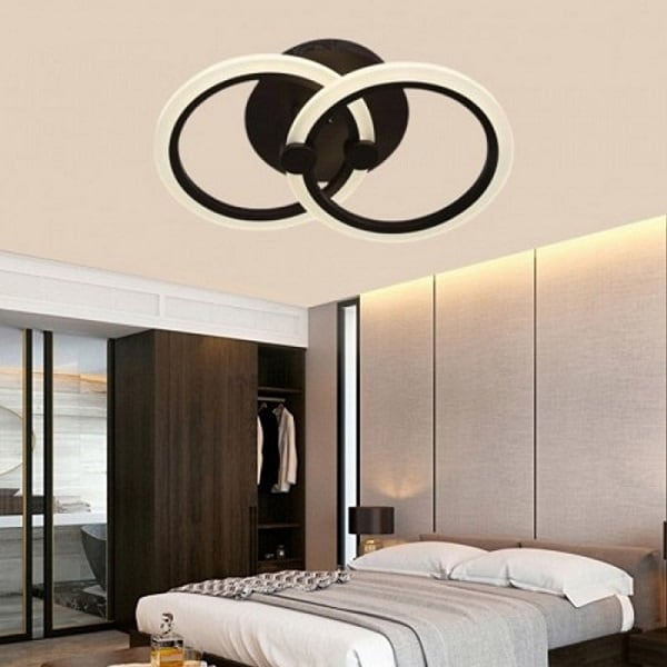 Lustra LED Ariana Black 2 Cercuri 35W Telecomanda