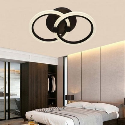 Lustra LED Ariana Black 2 Cercuri 35W Telecomanda