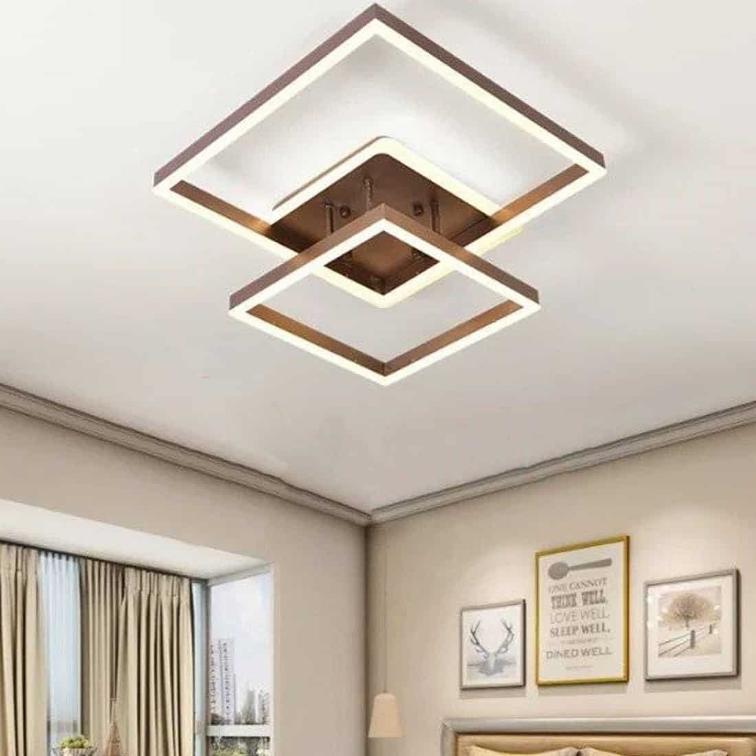Lustra LED Maeve Brown Patrate 160W Telecomanda