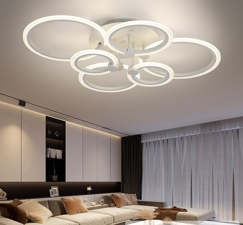 Lustra LED Rosalie White 6 Cercuri 160W Telecomanda
