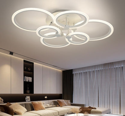 Lustra LED Rosalie White 6 Cercuri 160W Telecomanda