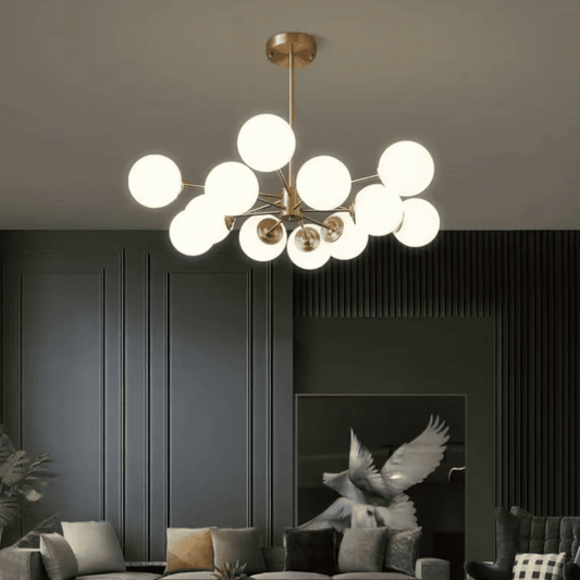 Lustra Isabeau Gold 12 Globuri Albe Mat E27