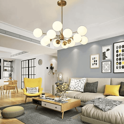 Lustra Isabeau Gold 12 Globuri Albe Mat E27