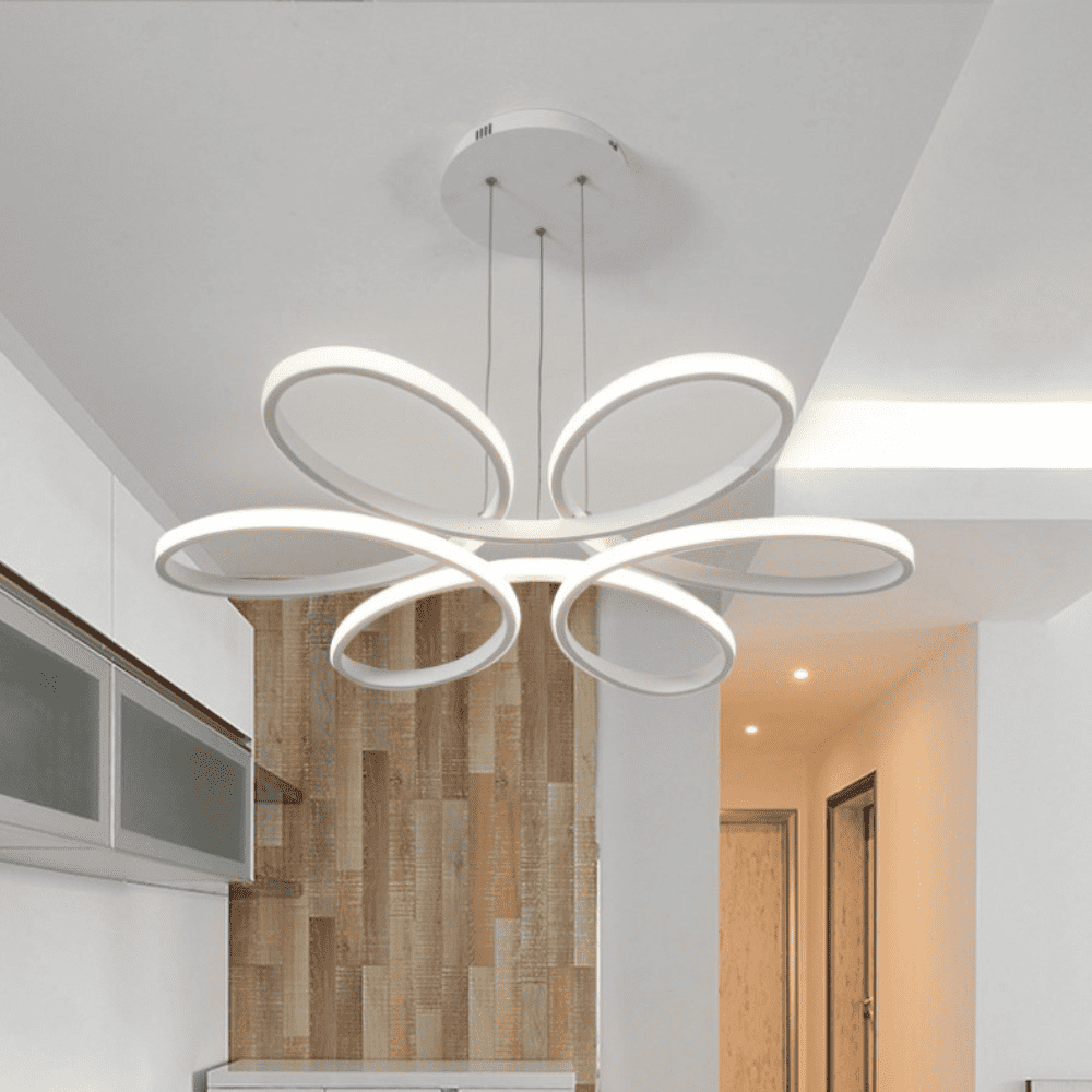Lustra LED Evie White Suspendata 120W Telecomanda