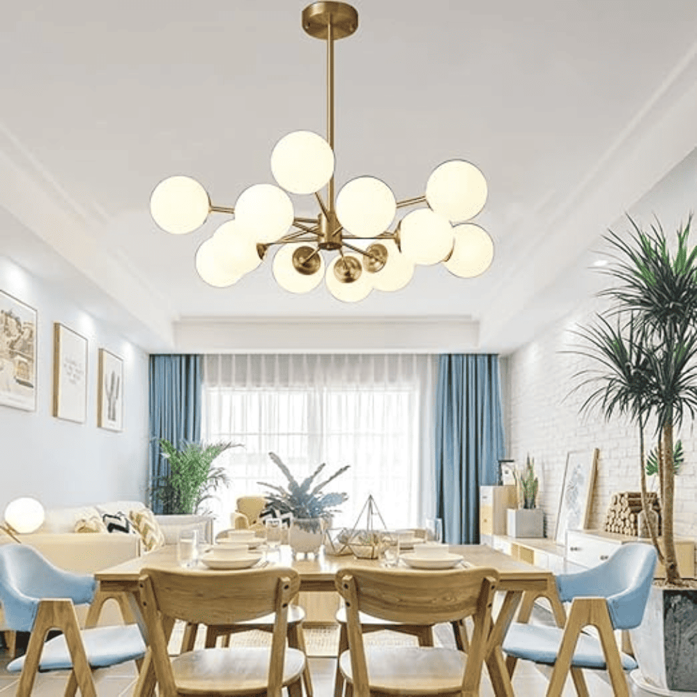 Lustra Isabeau Gold 12 Globuri Albe Mat E27