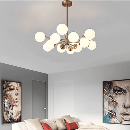 Lustra Isabeau Gold 12 Globuri Albe Mat E27