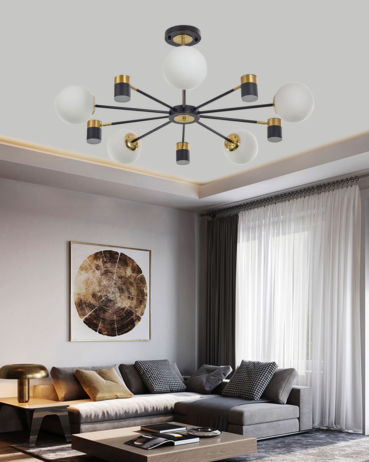 Lustra LED Neagra Aurie Vesta 5 Globuri Albe