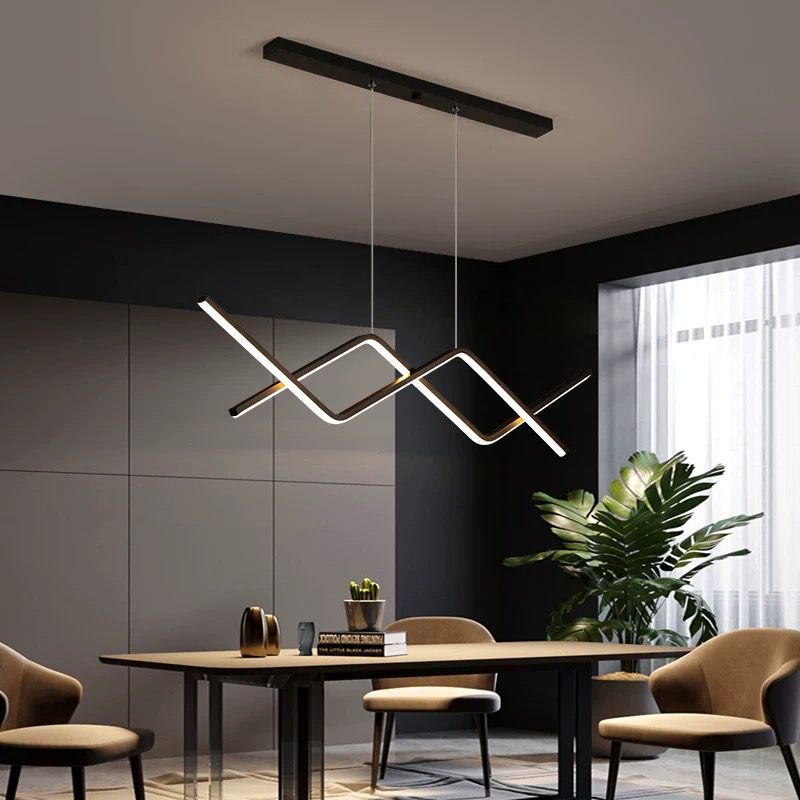 Lustra LED Neagra Neves 92W 1000mm Telecomanda