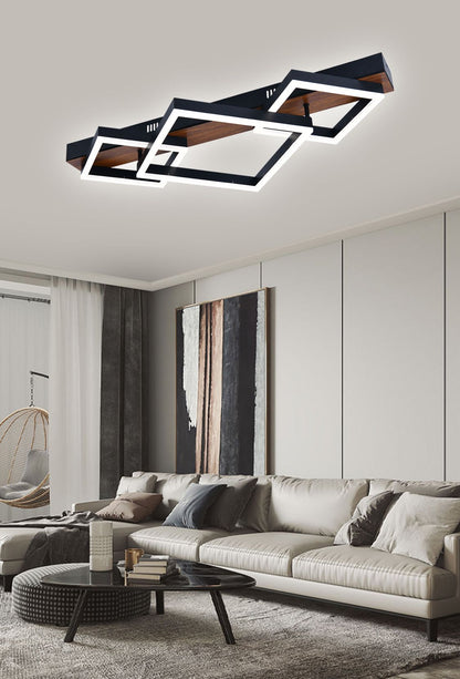 Lustra Led Neagra Mireya L720 3 Patrate 50X2W