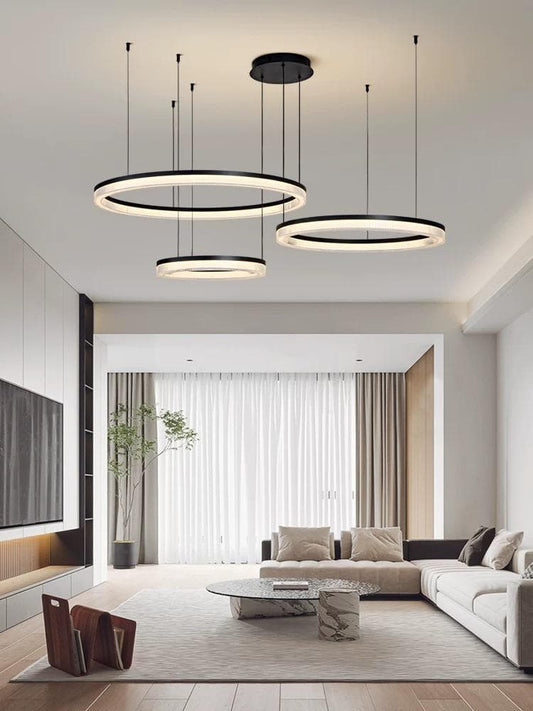 Lustra Suspendata Neagra Brise, 3 Cercuri, 216W