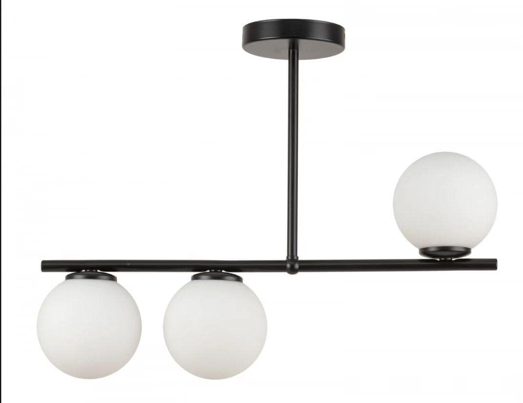 Lustra Neagra Talitha 3 Globuri Albe Bara 3xE27