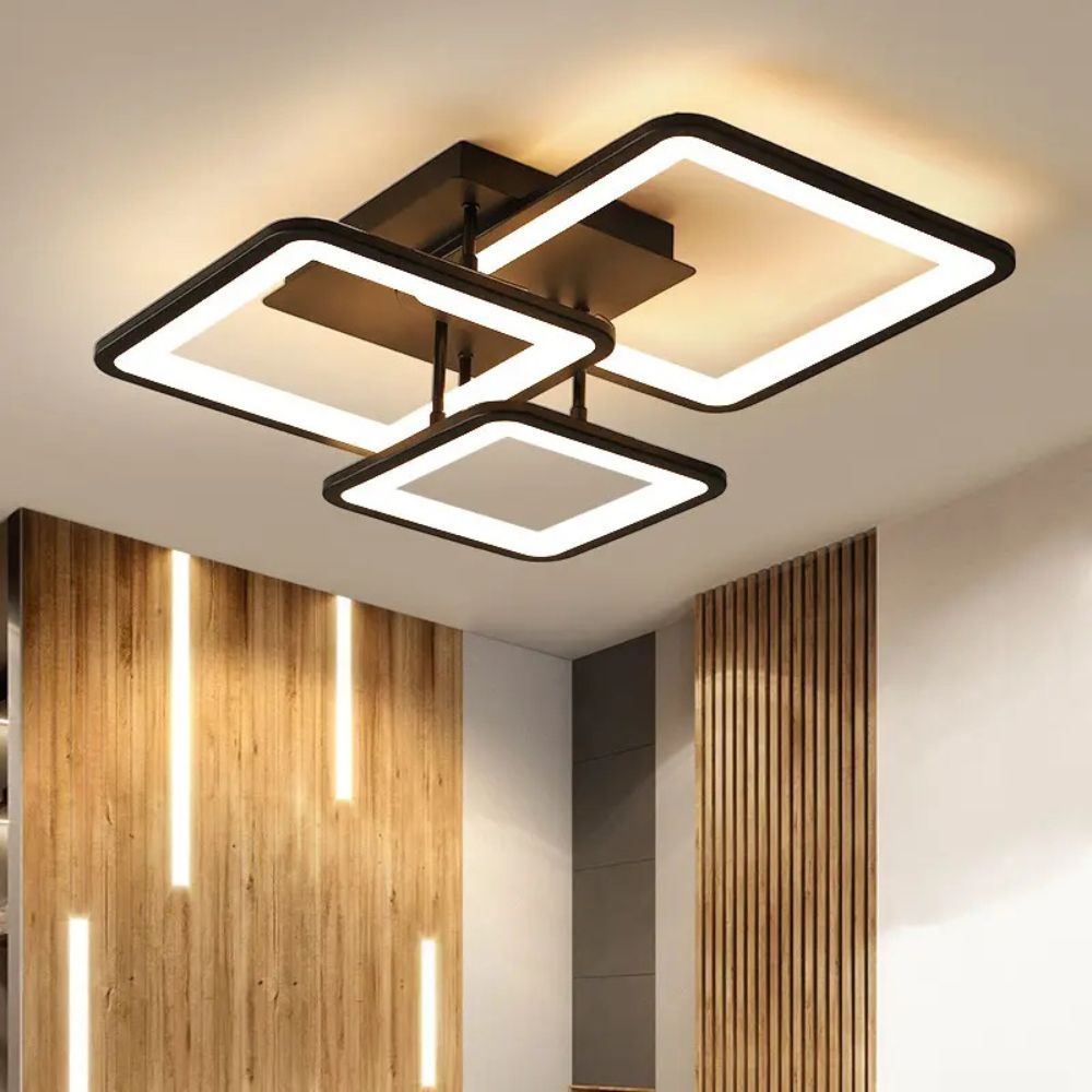 Lustra Led 3 Patrate Isadore 102W Telecomanda