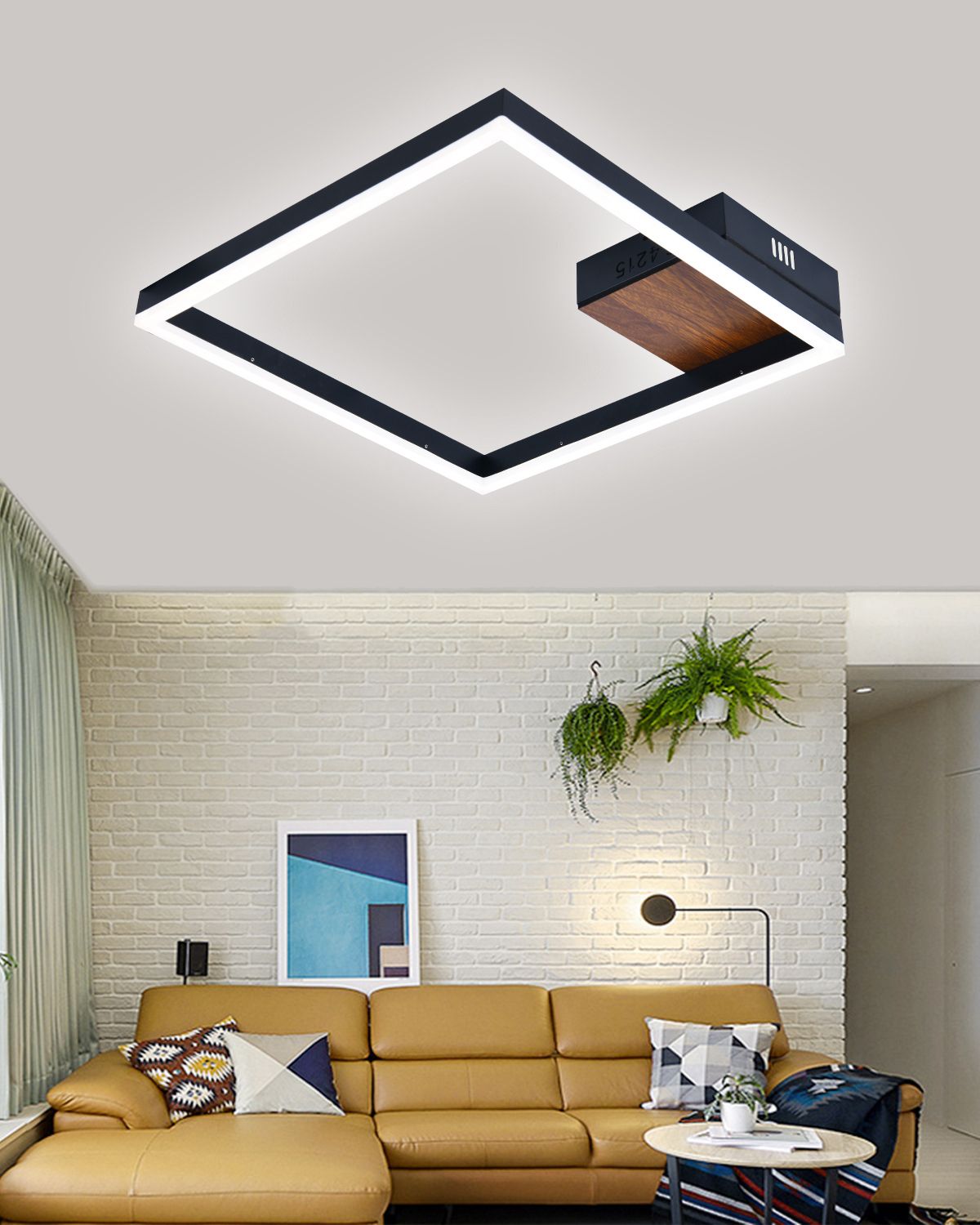 Lustra Led Neagra Sansa 1 Patrat D400 29X2W