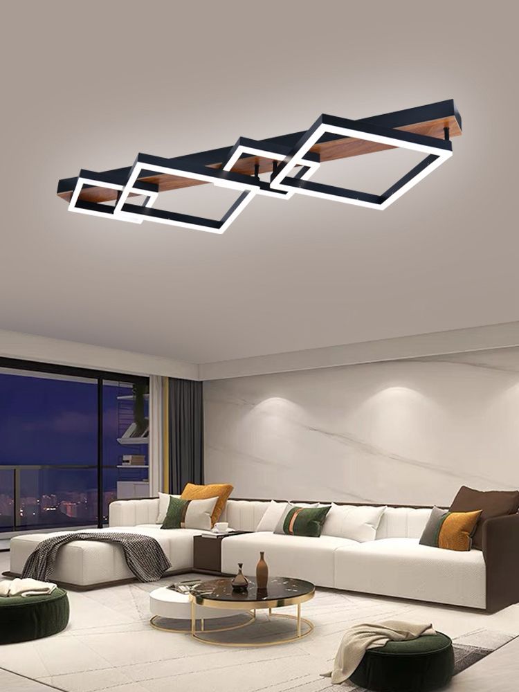 Lustra Led Neagra Tanith D1050 4 Patrate 72x2W