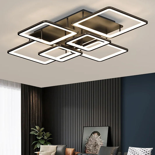 Lustra Led 6 Patrate Lenney 164W Telecomanda