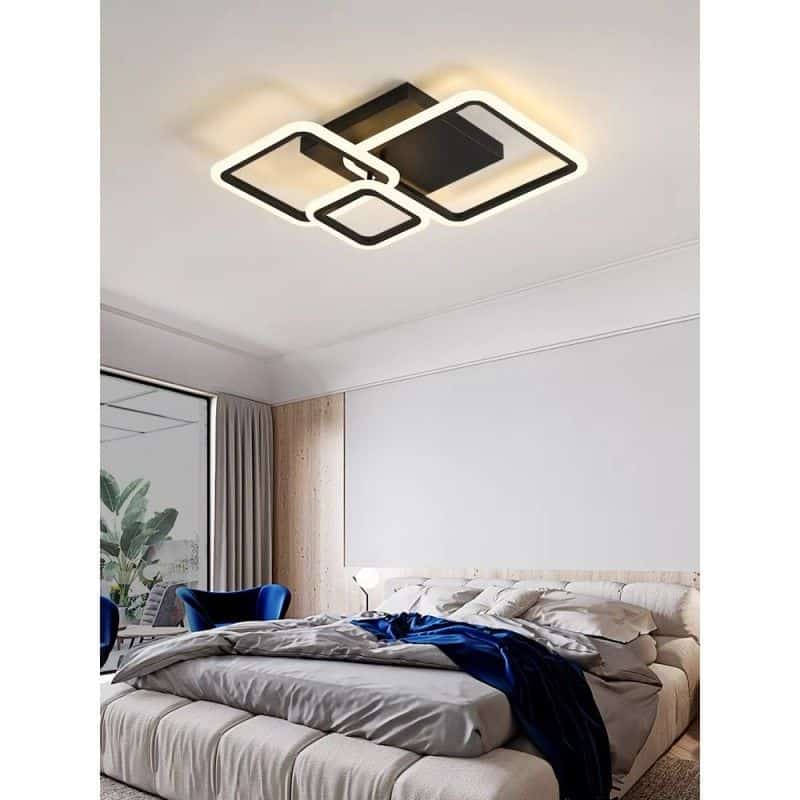 Lustra Led Neagra 3 Square 88W