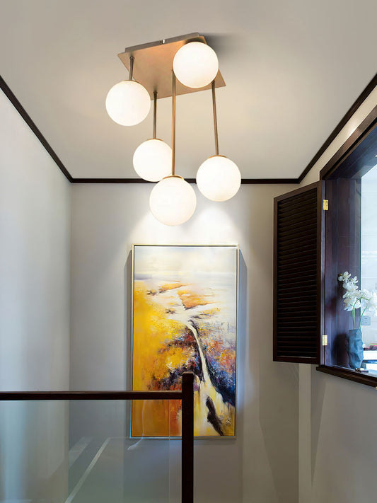 Lustra Aurie Anthes 5 Globuri Albe G9