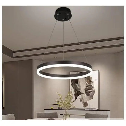 Lustra LED Daria , Cercuri, 40 cm Telecomandă, 80W Negru