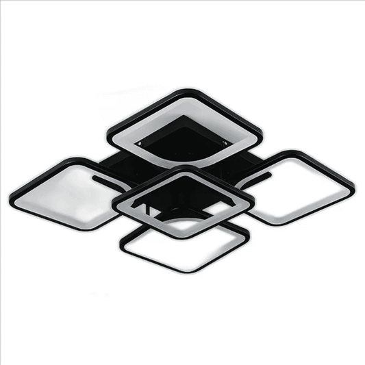Lustra LED Neagra 5 Patrate, Telecomanda Wifi 2.4G 120W