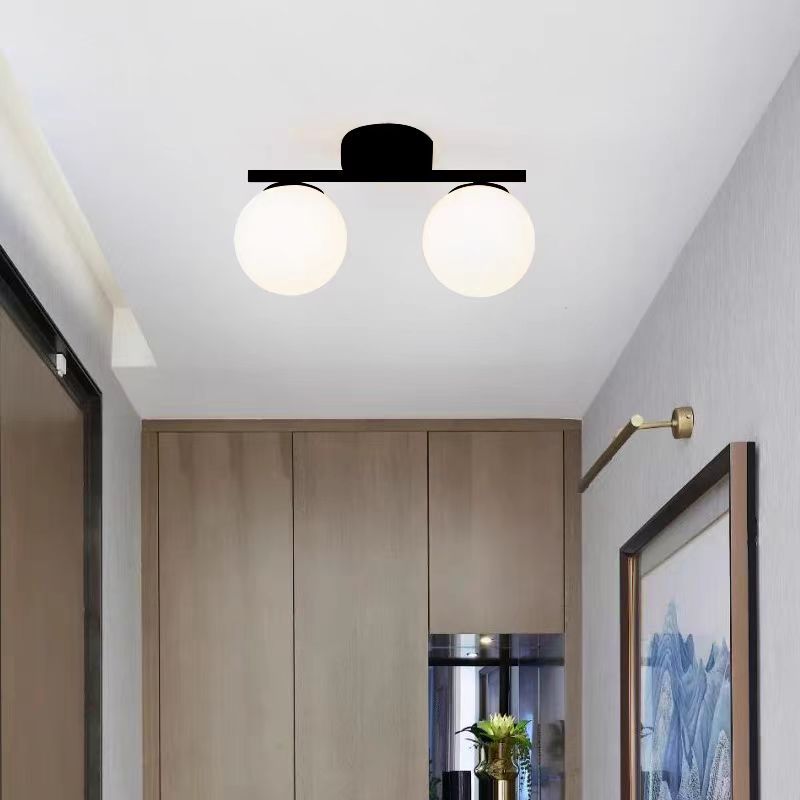 Lustra Neagra Bridges 2 Globuri Albe D350 E27X2
