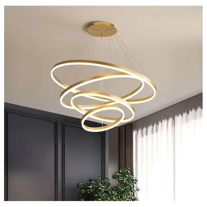 Lustra LED Aurie Fabia, 4 Cercuri, Telecomandă, 288W