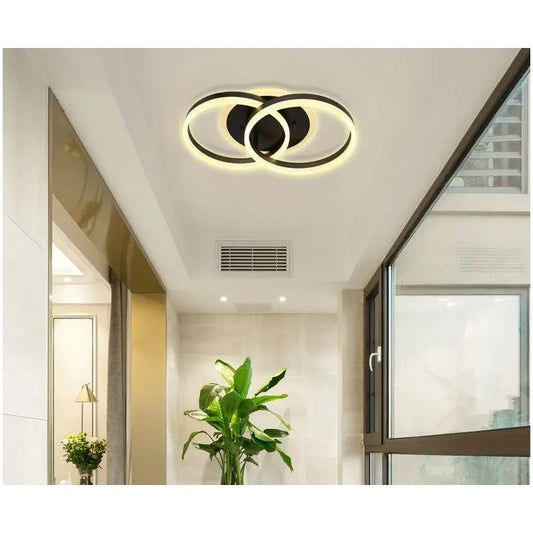 Lustra LED Neagră Fidelia, 2 Cercuri, Telecomandă, 120W