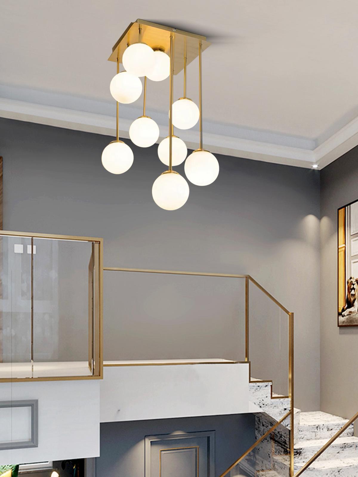 Lustra Aurie Runna 9 Globuri Albe G9